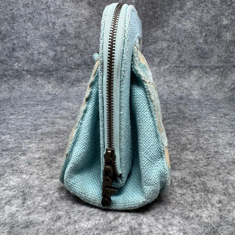 Cake Petunia Cameo Clutch Bag Women Chenille Leaf Canvas Diaper Bag Aqua Blue